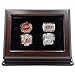 4 Slots Championship Rings Wooden Display case Shadow Box with Slanted Glass Window for Football Rings Basketball Hockey Sports Championship Rings - Rings are Not Included