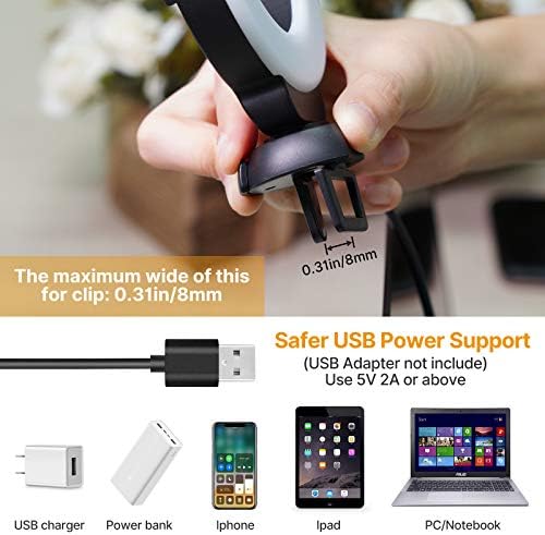 Portable clip-on LED light for laptops, providing adjustable lighting for video calls and work.