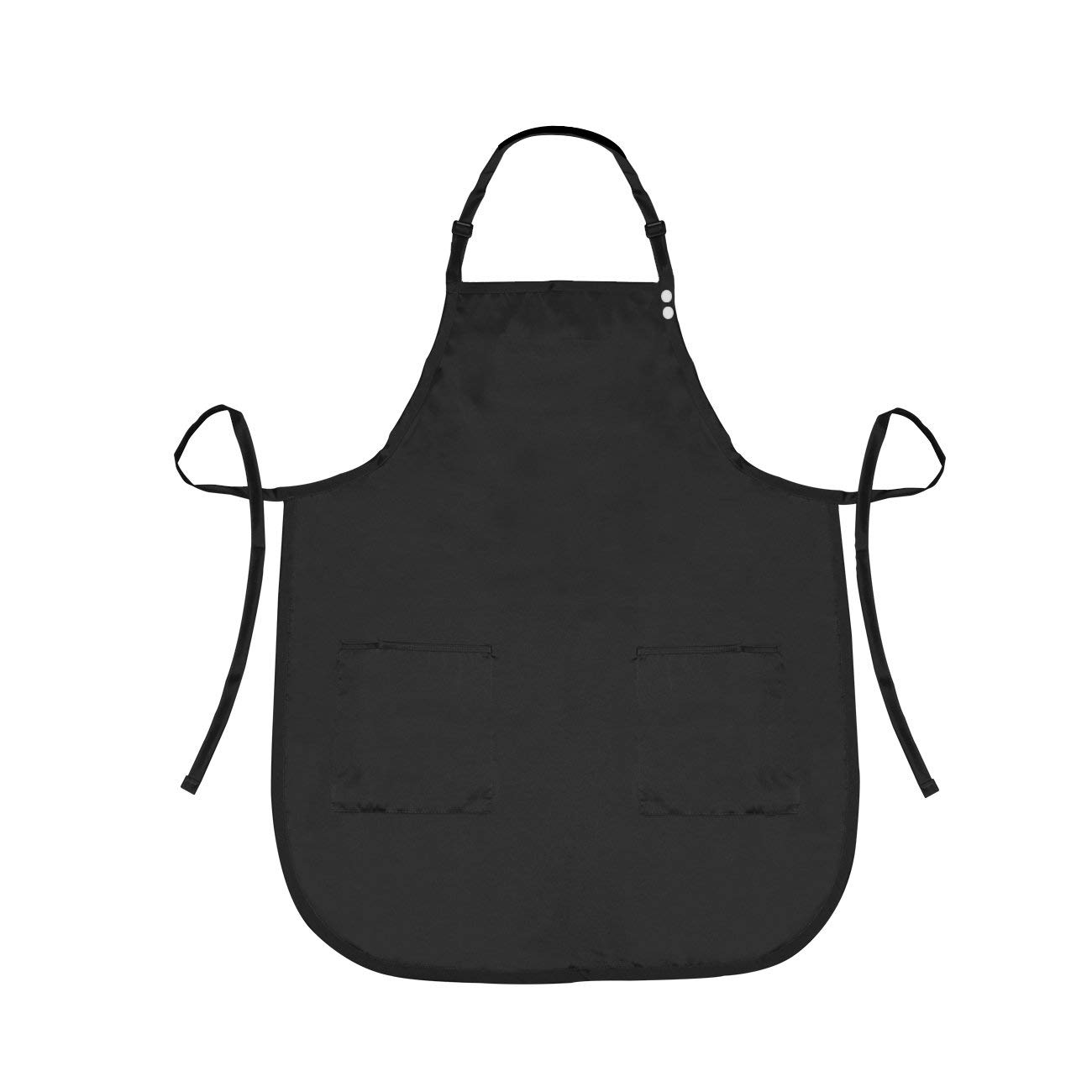 A Size Above Plus Size Salon Stylist Apron, Cut for Curves, Neck Strap with Adjustable Snap Closure, Lower Pockets with Zippered Bottoms, Lightweight, Water Resistant Nylon/Poly, Black, XL