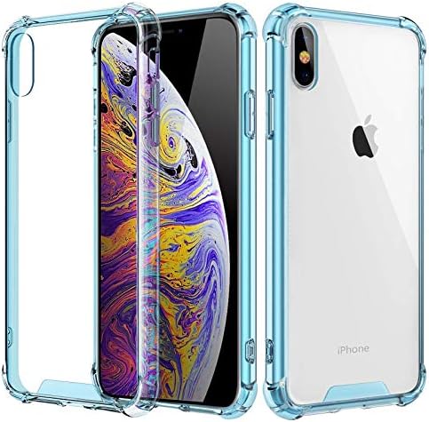 TecKraft Hard Back Hybrid Bumper Case with Shockproof Corners for Apple iPhone Xs Max (Blue)