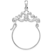 Auriga Fine Jewelry 925 Sterling Silver Scroll Design Charm Holder, for Women (L-34.8mm), AFJ-QG-QC11005