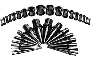 vcmart 14G-00G 36 pcs Ear Gauges Stretching Kit Tapers Plugs Eyelets Implant Grade Steel