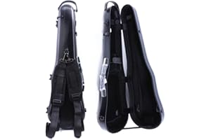 WUQIMUSC Violin Hard Case 4/4 full size Light weight Carbon fiber hard shell Sturdy Protective Violin Flight Case with Adjustable Backstraps and Convenient Locking Buckle, 1.54kg, Black