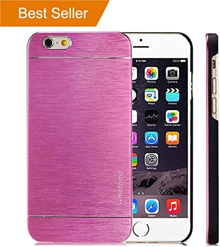 LIMITED STOCK SALE Iphone 6 Plus &amp; 6S Plus [5.5],PREMIUM Slim Aluminum Alloy Case Brushed Impact Absorbent Bumper Shock Pink INO Metal PVC Skin Cover Motomo