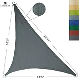 LyShade 16'5" x 16'5" x 22'11" Right Triangle Sun Shade Sail Canopy (Cool Grey) - UV Block for Patio and Outdoor