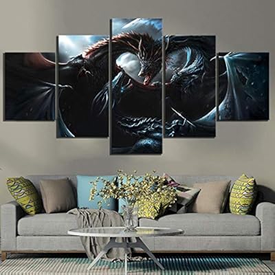 Canvas Painting 5 Piece Wall Art Dragon Pictures Game Of Thrones 8 Movie Poster Paintings A Song Of Ice And Fire Artwork Canvas Paintings Decorative Paintings 10cmx15 20 25cm Buy Online At Best Price In