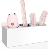 Bollmisde Hair Tool Organizer, Hair Dryer Holder with Heatproof Steel Cups, Acrylic Vanity Organizer for Curling Iron, Flat Iron &amp; Hair Brushes, Perfect for Bathroom (White, Standard)