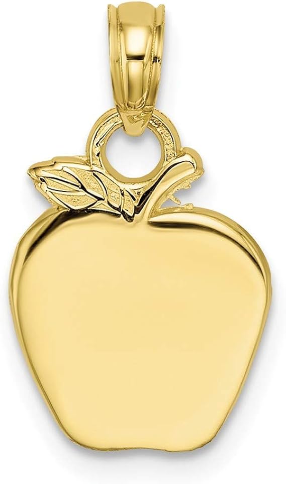 Collier Pendentif Pomme En Cristal Couleur Or – Occasion état Impeccable, Motif Feuille Et Diamant