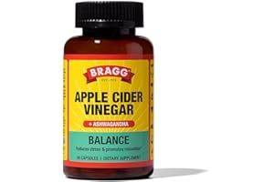 Bragg Daily Balance Apple Cider Vinegar and Sensoril Ashwagandha Capsules - 750mg of Acetic Acid – Energy & Weight Management Support - (90 Pills)
