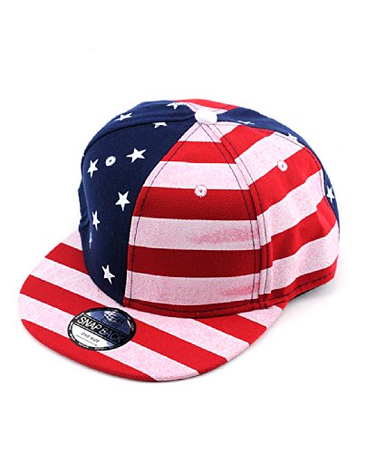 NYFASHION101 Unisex America Flag Print USA Flat Bill Adjustable Snapback Cap