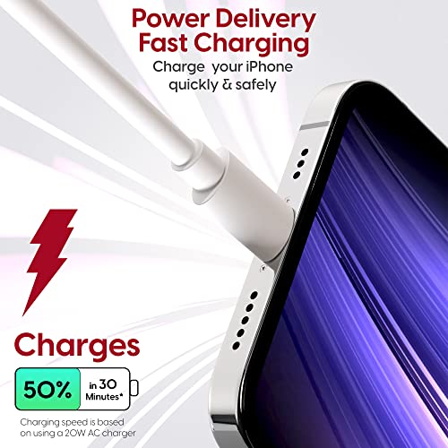 TALK WORKS USB C to Lightning Cable iPhone Charger 3ft Short Heavy Duty