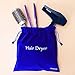 Hair Dryer Bag, Extra Big Size 13.5×13.5 inch Velvet Travel Pouch, Luxury Drawstring Storage Bag for Hair Dryer, Curling Iron and Hair Straightener(Blue)