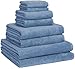 Home andPlan 8 Pack Premium Towel Set, Turkish Cotton, 4 Bath Towels 2 Hand Towels and 2 Wash Cloths, Super Absorbent Ultra Soft Luxury Towels for Bathroom, Hotel, Gym and Spa - Blue