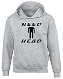Hot Ass Tees Adult Unisex Need Head Funny Sex Novelty Parody Swearshirt Hoodie Sports Grey LARGE