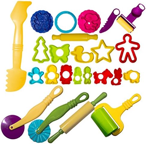Strokes Art Durable Clay and Dough Tools 24 Piece Set Animal Shapes - Create Hours Of Creativity - Ages 3 &amp; Up - Includes Handy Storage Bag!