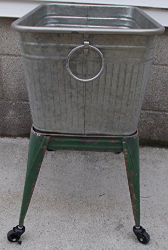 Large Metal Freestanding Farmhouse Planter on Casters - Beverage Holder Bucket