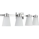 Prominence Home Fairendale 4 Light Brushed Nickel Bathroom Vanity Light with Frosted Glass