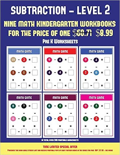 pre k worksheets kindergarten subtraction taking away level 2 30 full color preschool kindergarten subtraction worksheets includes 8 printable kindergarten pdf books worth 60 71 manning james workbook kindergarten 9781838782238 amazon com