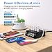 Dual Alarm Clock with USB Charger,Alarm Clock Charging Station Dock with 3 AC Outlets & 4 USB Ports Surge Protector, 6ft Extension Cord, USB Bedside Alarm Clock for Bedrooms Home Dorm Hotel,UL Listed