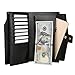 PEIUJIN Women's Large Capacity Luxury Genuine Leather Wallet with Zipper Pocket Smartphone Clutch (Black RFID Blocking)