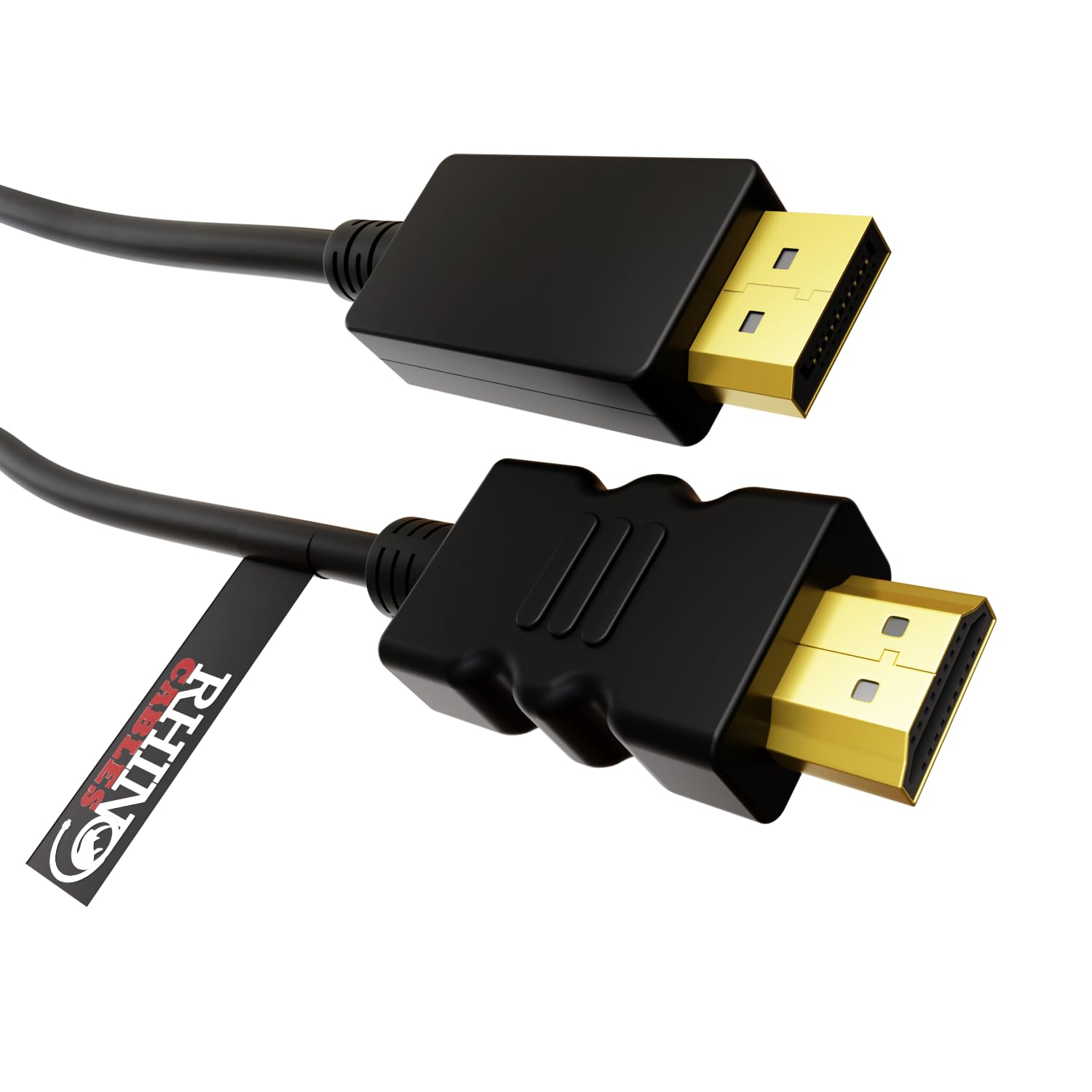rhinocables - DisplayPort to HDMI Cable | 1080p HD Video & AV Audio | Gold-Plated Connectors | Passive Design, Black, 3m