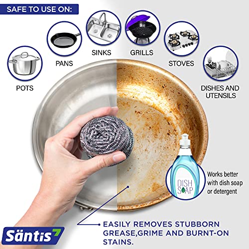 SÄNTIS7 Stainless Steel Scrubbers No Rust and No Tangle Metal