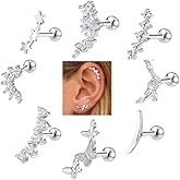 AOEDEJ 8PCS Cartilage Earrings for Women Hypoallergenic Surgical Stainless Steel Earring Set for Sensitive Ears CZ Studs for Multiple Piercing Tragus Helix Conch Body Piercing Jewelry