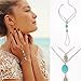 Andyle Vintage Boho Bohemia Turquoise Bracelet Slave Link Finger Ring Silver Chain Charm