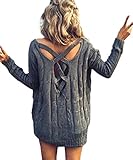 Huiyuzhi Womens Criss Cross Backless Knitted Loose Sweater