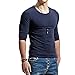 XShing Fitting Men Soft Stretchy Long Sleeves Athletic Muscle Cotton T Shirt,Blue,X-Large = US Large