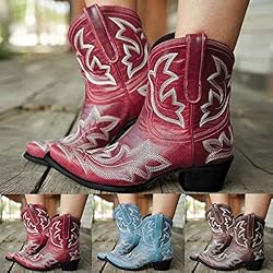 Hbeylia Cowboy Boots for Women Vintage Embroidery