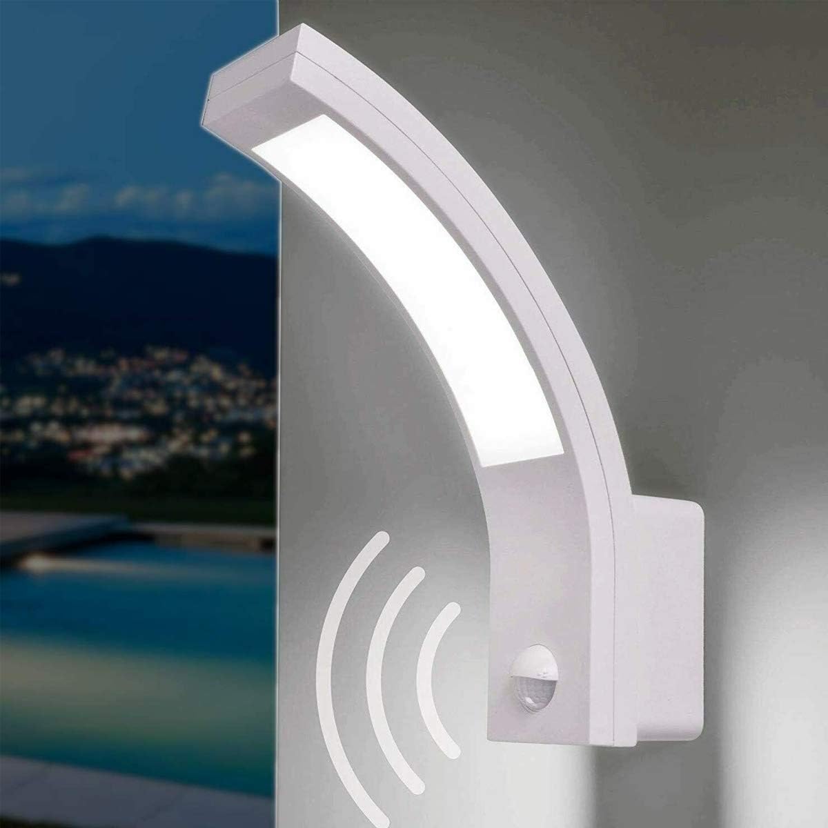 CGC Lighting LED Outdoor Wall Lights Mains Powered, Natural White 4000K, 10W, 900lm, Outside Lighting (White PIR) - Image 3