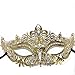 Signstek Glossy Metal Filigree Phantom Half Eye Mask for Venetian Masquerade (Gold/Clear Stones)
