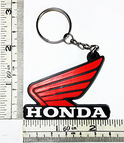 Red black honda wing logo keychain key ring rubber motorcycle big…