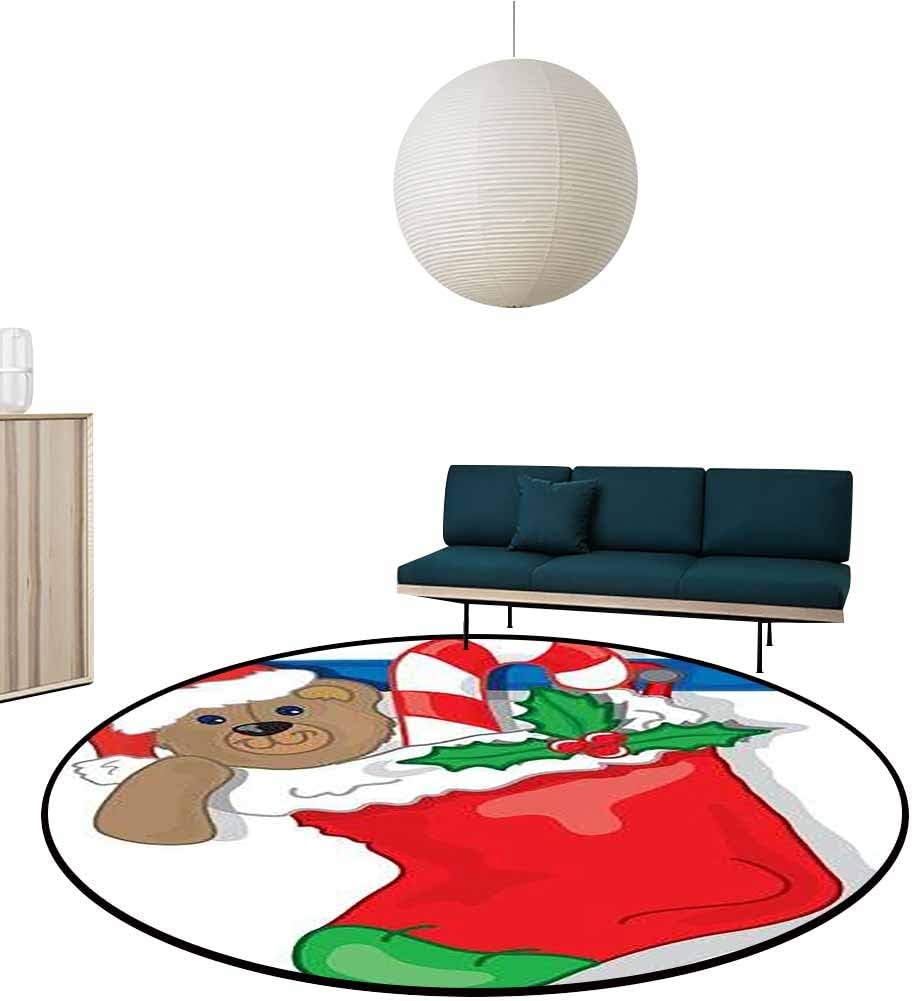 Area Rugs Xmas Stocking Print Large Carpet for Living Playing Dorm Room Bedroom Office Chair mat for Carpet 4'Diameter