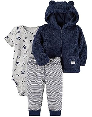 Baby Boys' 3-24 Months 3 Piece Paw Print Little Jacket Set