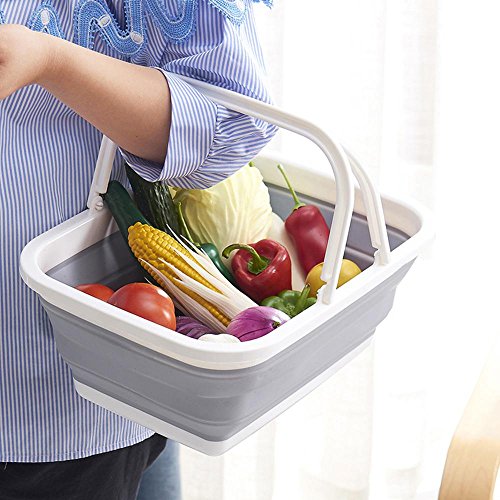 Pawaca Portable Collapsible Basket, Multifunctional Foldable Silicon Dish Tub, Home or Outdoors Storage for Fruit, Vegetables, Snacks, Drinks - Thumbnail 4
