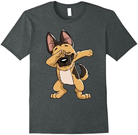 Mens German Shepherd Dabbing Puppy T Shirt Funny Dab Dance Gift Medium Dark Heather