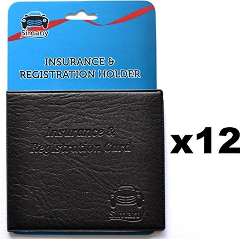 12 Black AUTO CAR TRUCK INSURANCE REGISTRATION CARD HOLDER WALLET 5.25"x4.6" Embossed Faux-Leather