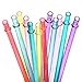 Dakoufish 11 Inch Long Reusable Replacement Plastic Glitter Drinking Straws for 30 oz & 20 oz Mason Jar,Tumblers, Set of 12 with Cleaning Brush(11inch, 6color)