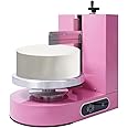 200W Automatic Cake Decorating Machine, Tabletop Cake Cream Spreading Machine, Cream Smooth Coating Decoration Machine with LCD Display Type, Use for Cake Shops, Dessert Shops, Households (Pink)