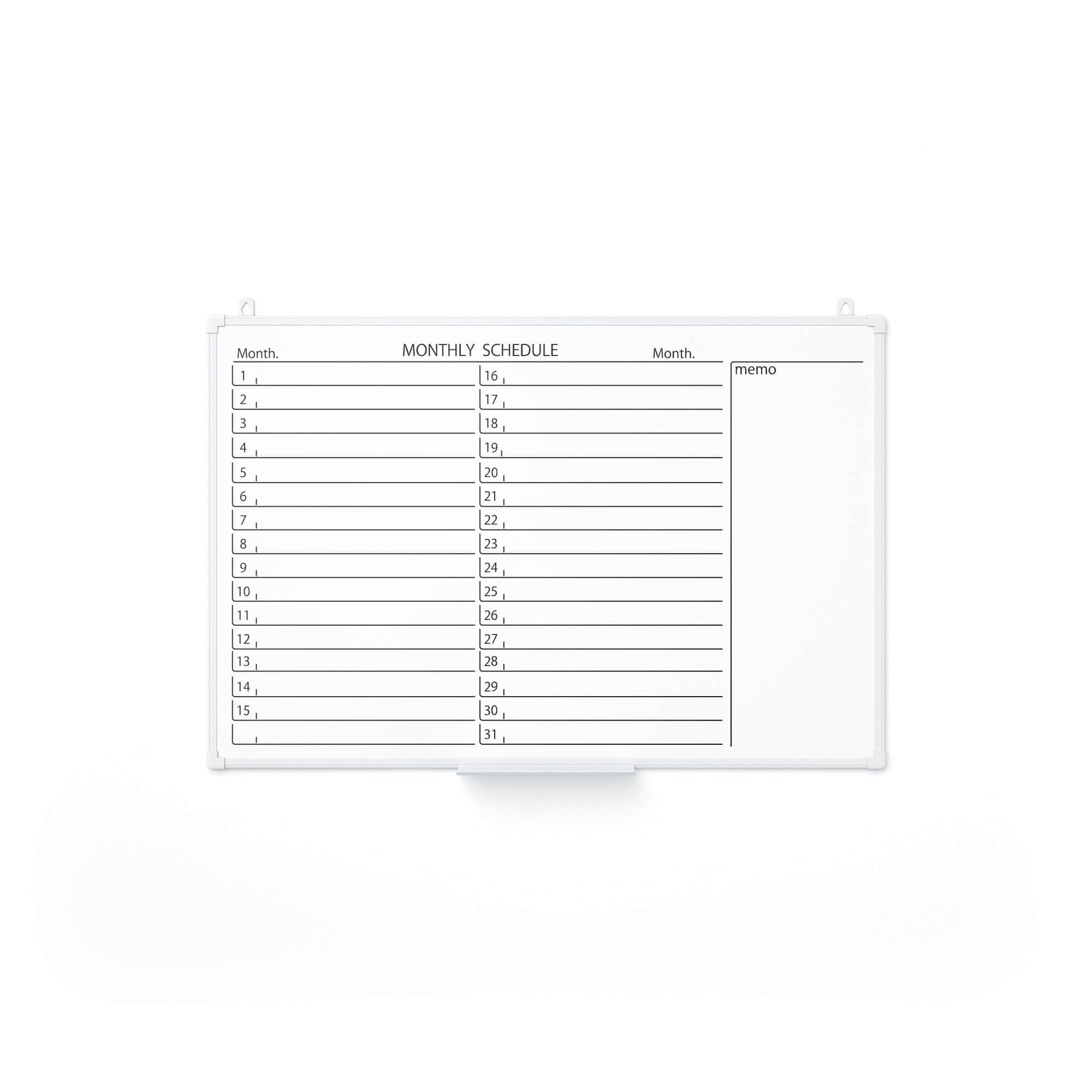 プラス ホワイトボード 壁掛け 【段差の少ないフレーム】幅906×高さ606mm （マーカー・イレイザー付き）月予定 PWK2-0906SST 428992商品画像