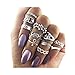 Zealmer Vintage Knuckle Ring Set Sun Moon Elephant Fatima Rhinestone Joint Knuckle Nail Midi Ring Set