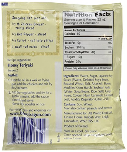 Blue Dragon Honey Teriyaki Stir Fry Sauce Sachet, 3.5 Fluid Ounce (Pack of 12) - Thumbnail 3