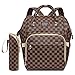 Ibeacos Diaper Bag Backpack Baby Diaper Backpack Convertible Travel Tote Diaper Bag PU Leather Waterproof Nappy Bag Large Capacity Baby Bag with Changing Pad, Insulated Feeding Bottle Bag (Brown)