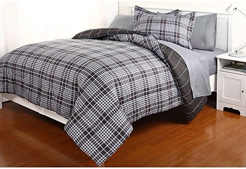 Dovedote Reversible Comforter and Matching Sheet Set for All Seasons (Cal King, Grey), California