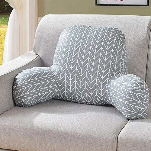 Ya-tube Comfortable Reading Backrest Pillow,Sitting Support Bed Pillow with Arms for Comfort While Reading & Relaxing Removable Microplush Washable for Adults, Teens and Kids
