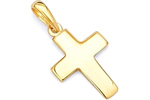 THE WORLD JEWELRY CENTER 14k REAL Yellow Gold Cross Religious Charm Pendant (Size : 20 x 10 mm)