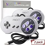 2 Pack SNES Retro USB Super Nintendo Controller Gamepad Joystick, USB PC Super Classic Controller Joypad Gamestick for Windows PC MAC Linux Raspberry Pi 3 Steam Sega Genesis Higan Grey/Purple
