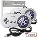2 Pack SNES Retro USB Super Controller Gamepad Joystick, USB PC Super Classic Controller Joypad Gamestick for Windows PC MAC Linux Raspberry Pi 3 Sega Genesis Higan Grey/Purple